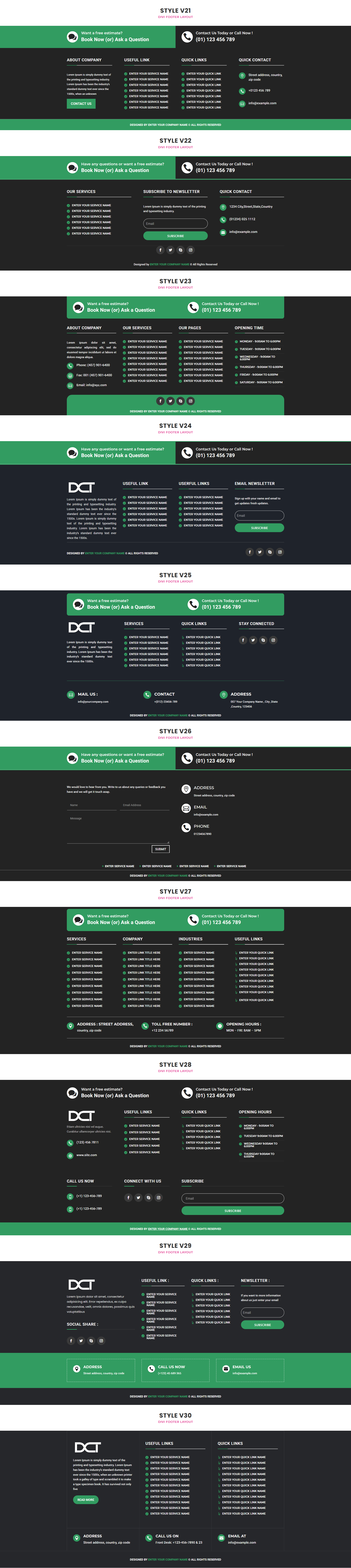 Divi Footer Sections Pack