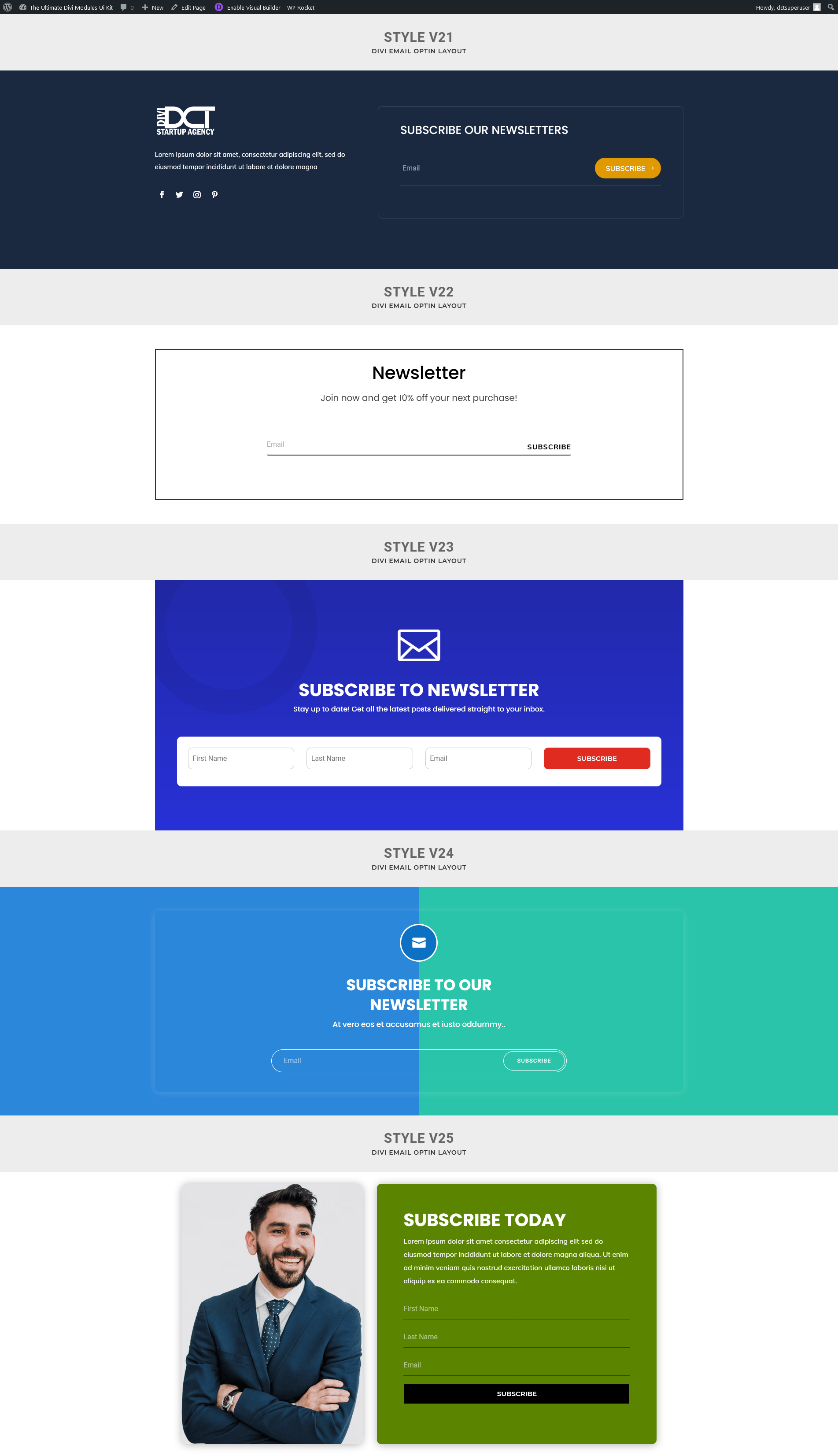 Divi Newsletter Sections Pack